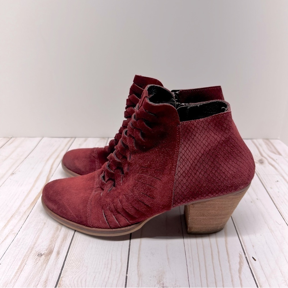 Free People Loveland Suede Ankle Boots in Red Size 37 - Picture 7 of 12